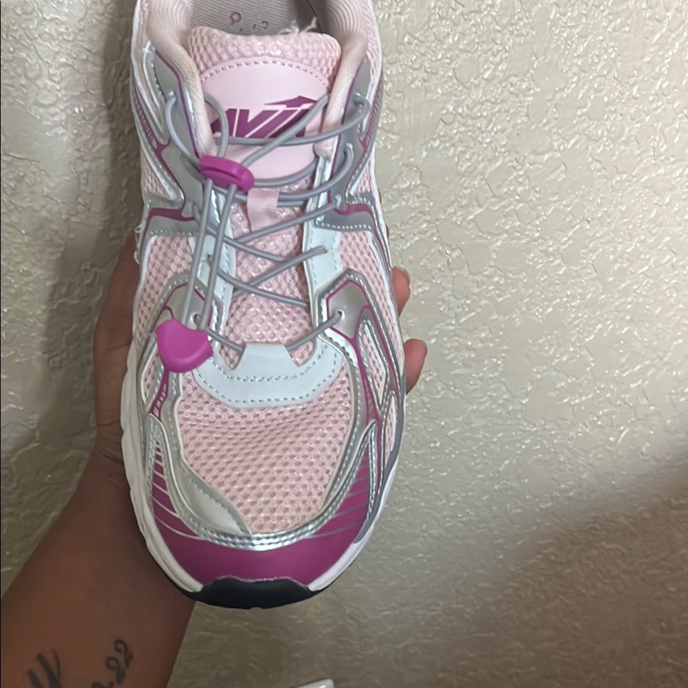 Women's Pink and Silver Athletic Shoes
